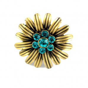 Floral Ring, Bronze/Turquoise