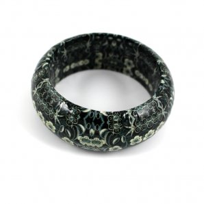 Floral Bangle, Midnight Green