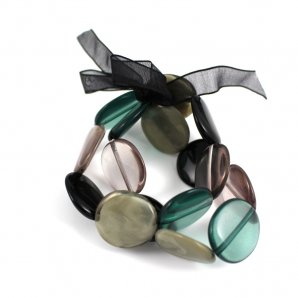 Resin Bracelet, Jet Black/Green