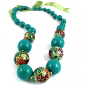 Oriental Necklace, Teal