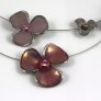 Illusion Flower Necklace, Silver/Pastel Pink