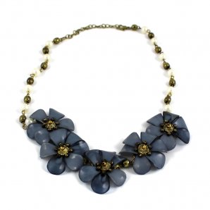 Flower Necklace, Steel Blue