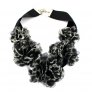Fabric Floral Necklace, Midnight Blue