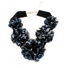 Fabric Floral Necklace, Light Blue