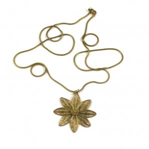 Filigree Flower Necklace, Gold