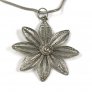 Filigree Flower Necklace, Silver
